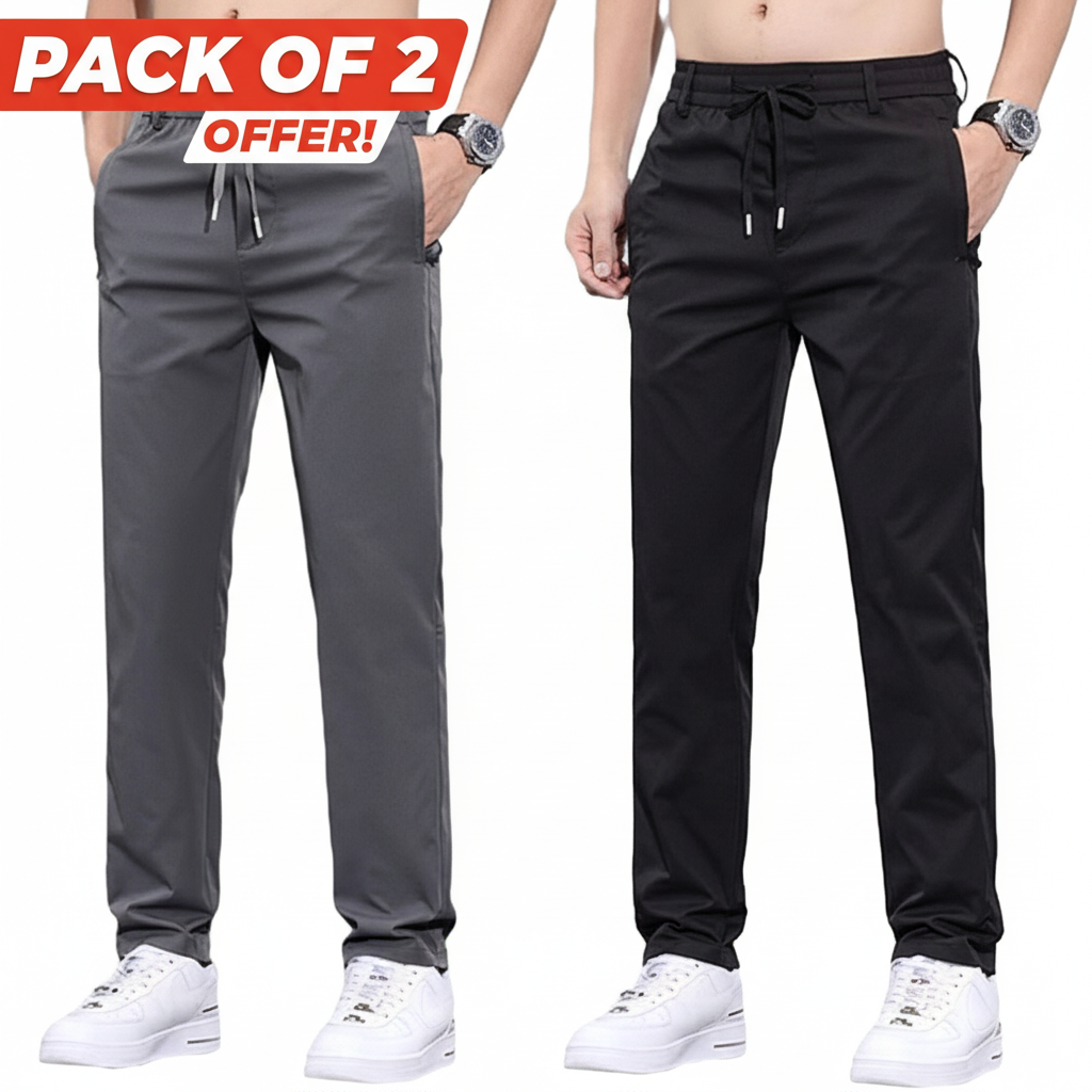 SportFlex™ - Combo of 2 Men's Sports Regular Fit Lycra Track Pants